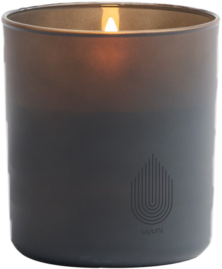 LED rechargeable glass candle, Grey, 9,2x10,2 cm