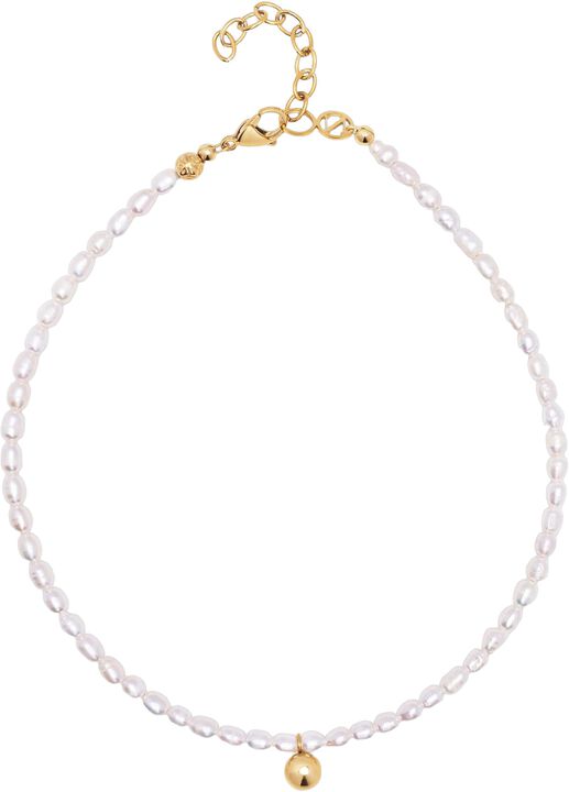 Pearl Choker with Gold Sphere Pendant