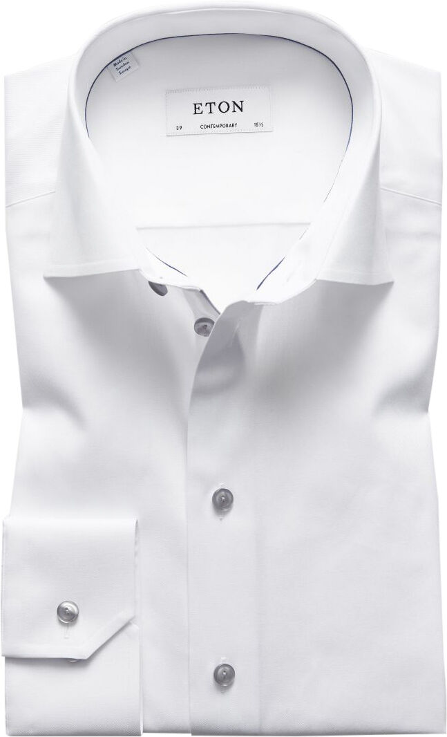 White Twill Shirt Grey Details - Contemporary Fit