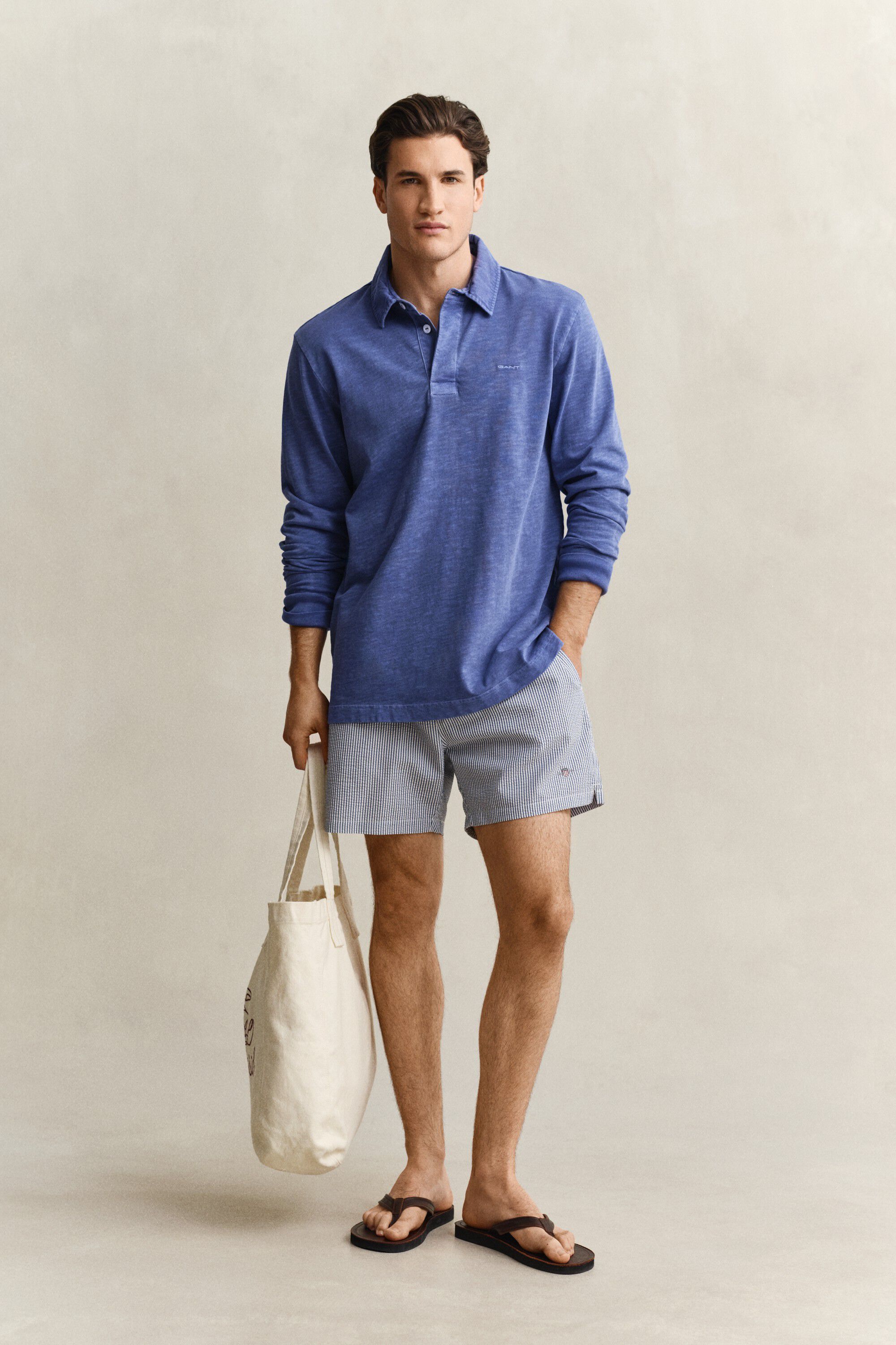 STRIPED SEERSUCKER SWIM SHORTS