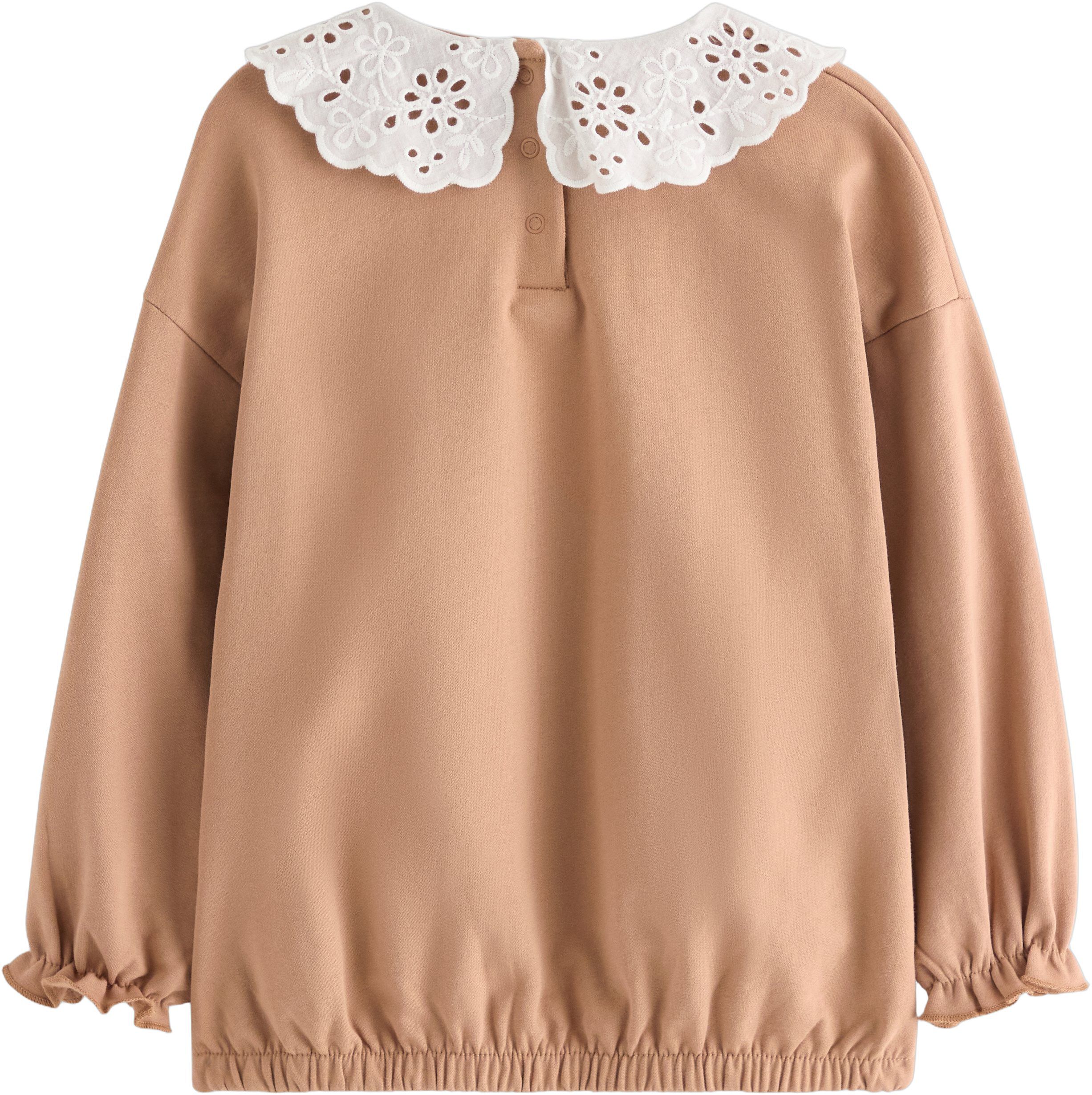 Sweatshirt med krage i broderie ang