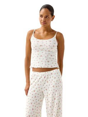 Pyjama top in soft cotton pointelle