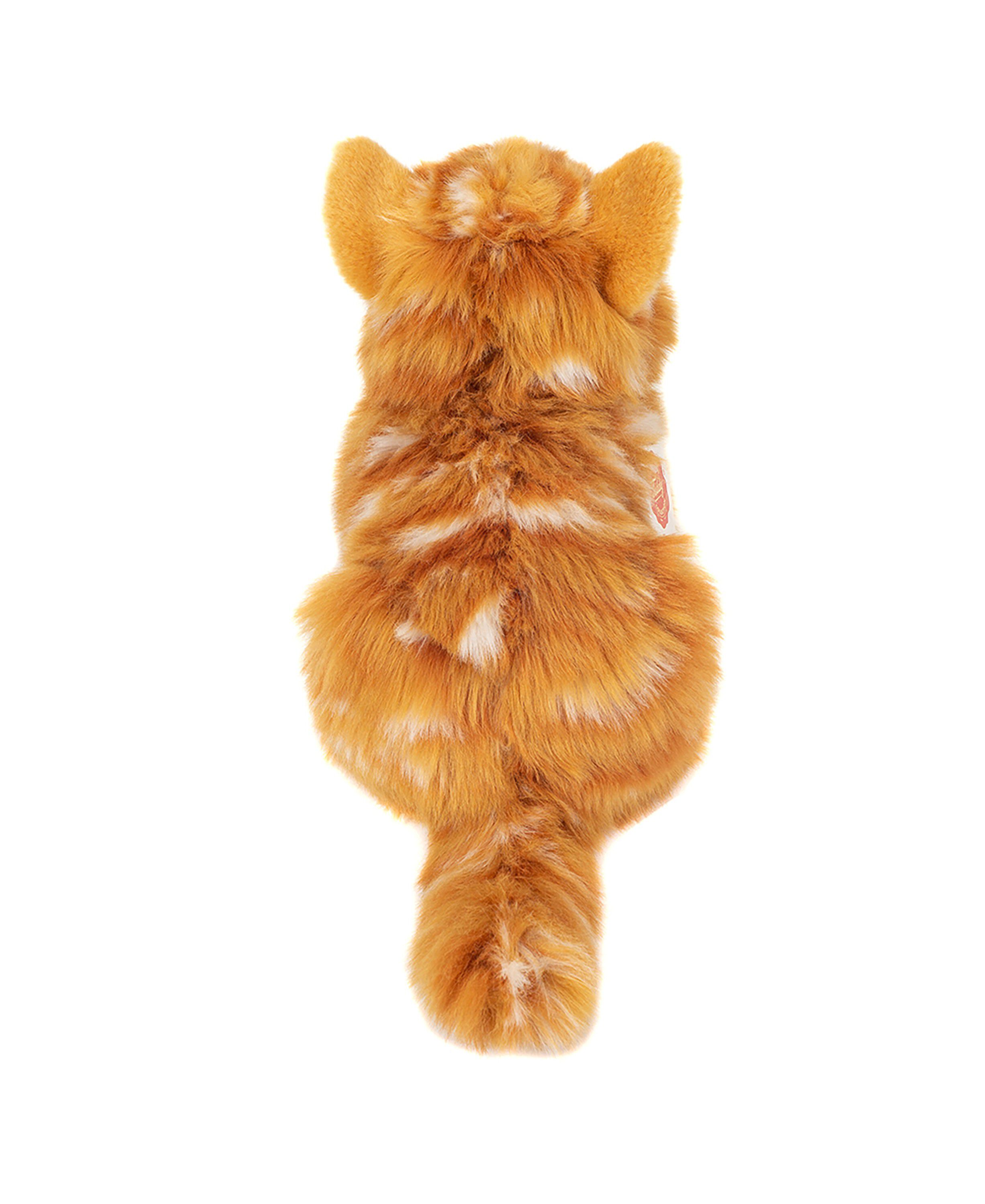 Teddy Hermann - Liggende kat r&oslash;dstribet 20 cm