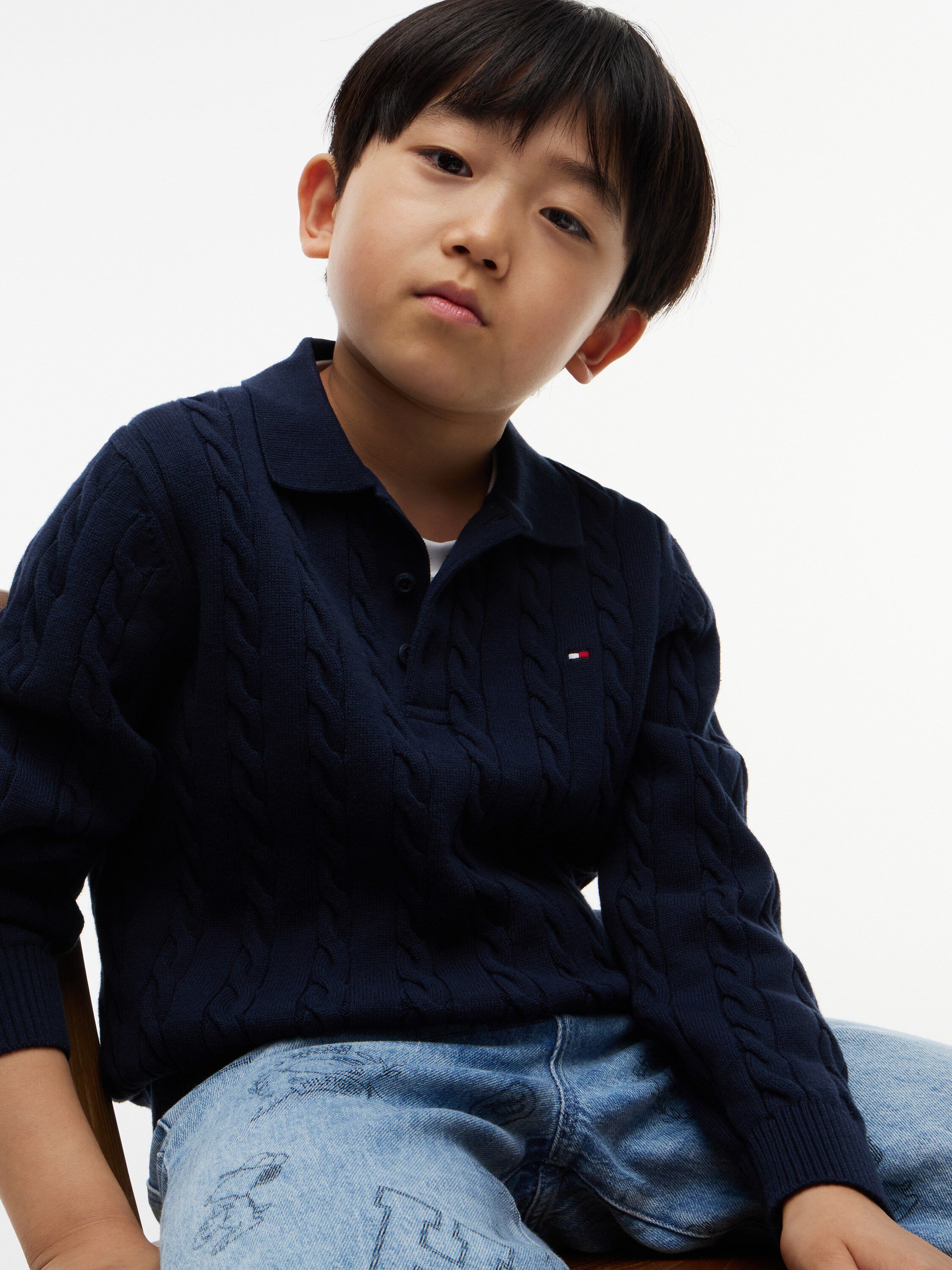 Cable Knit Polo Jumper