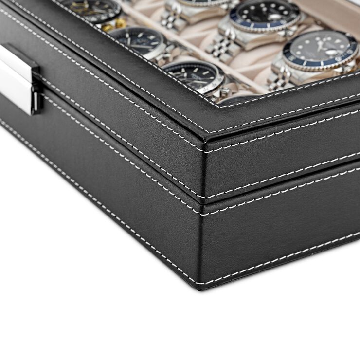 Watch Box 12 Watches Black Syntheti