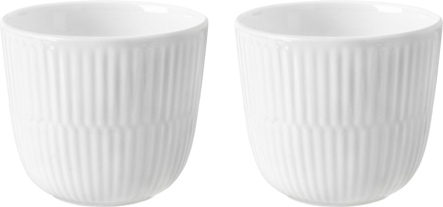 Hvid Riflet fyrfadslysestager 2-pak