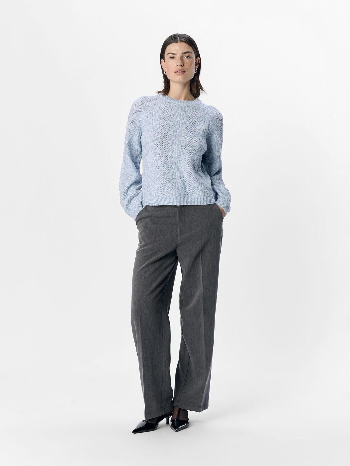 OBJFLORA RE L/S KNIT PULLOVER NOOS