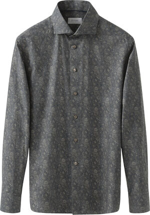 Slim Fit Brown Motif Signature Twill Shirt