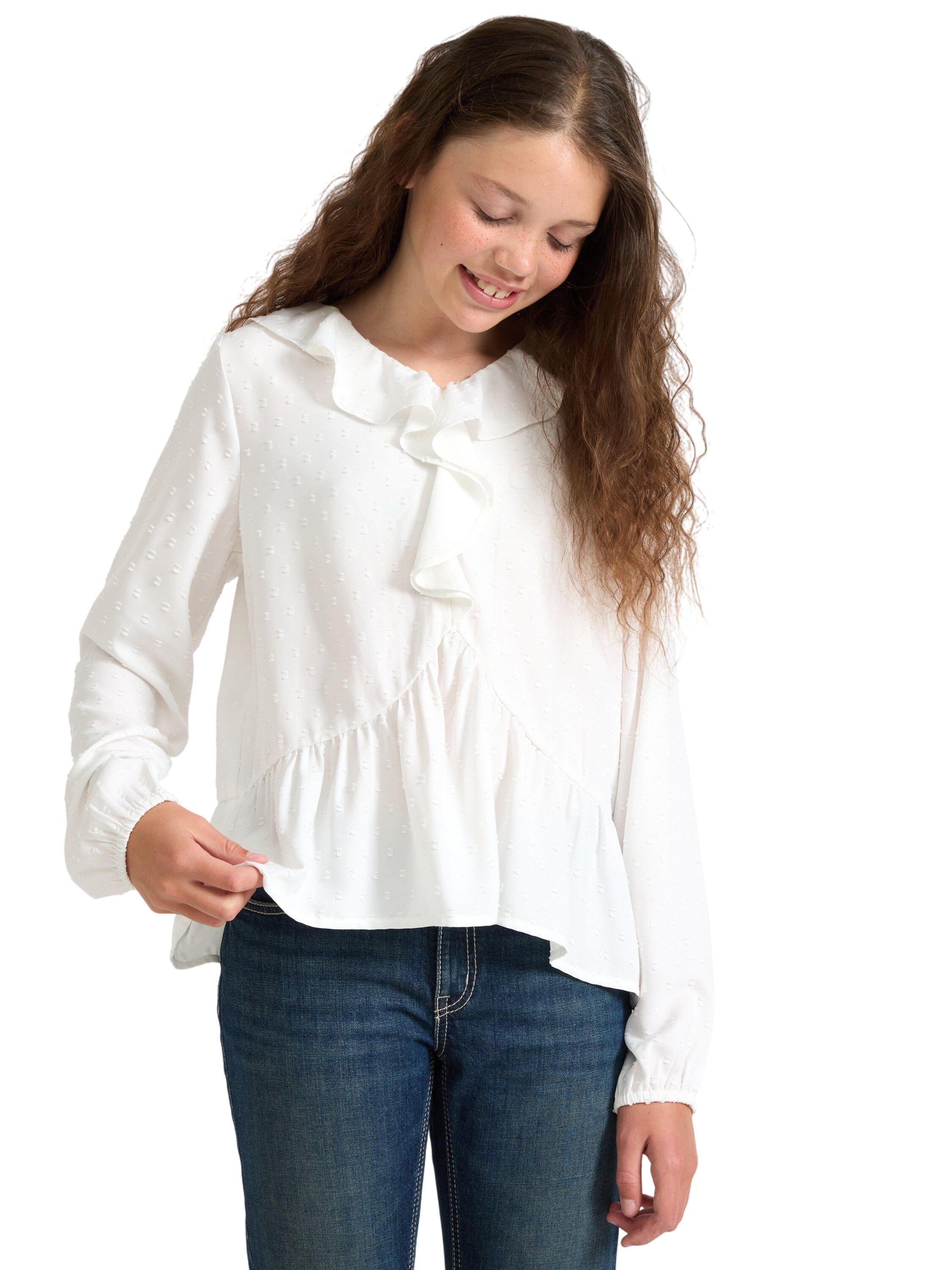 Blouse with flounce at front