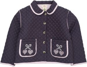 CHECKERED QUILTED JACKET W. EMB.