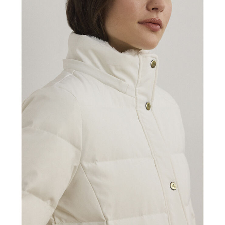 Faux-Fur-Trim Hooded Down Coat