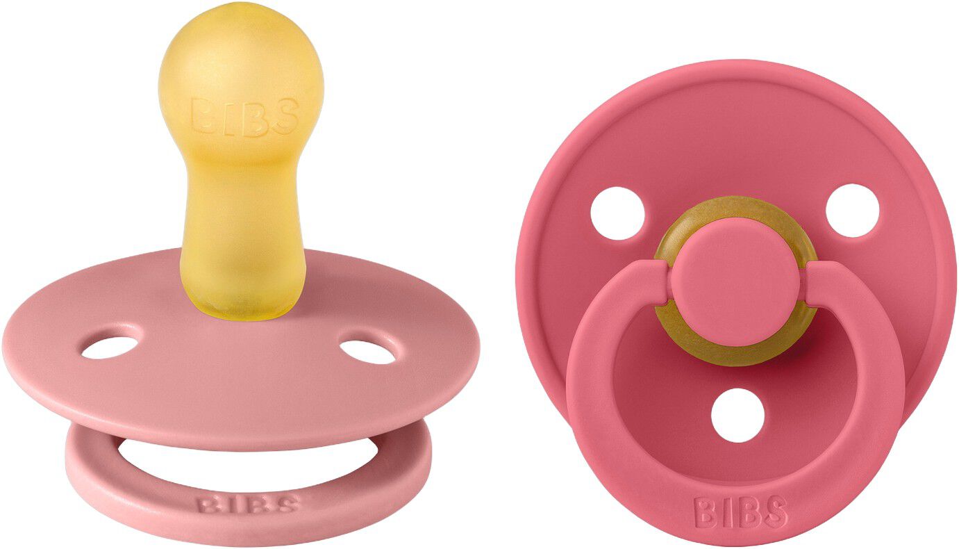 BIBS Colour 2 PACK Latex Size 2 Dusty Pink/Coral