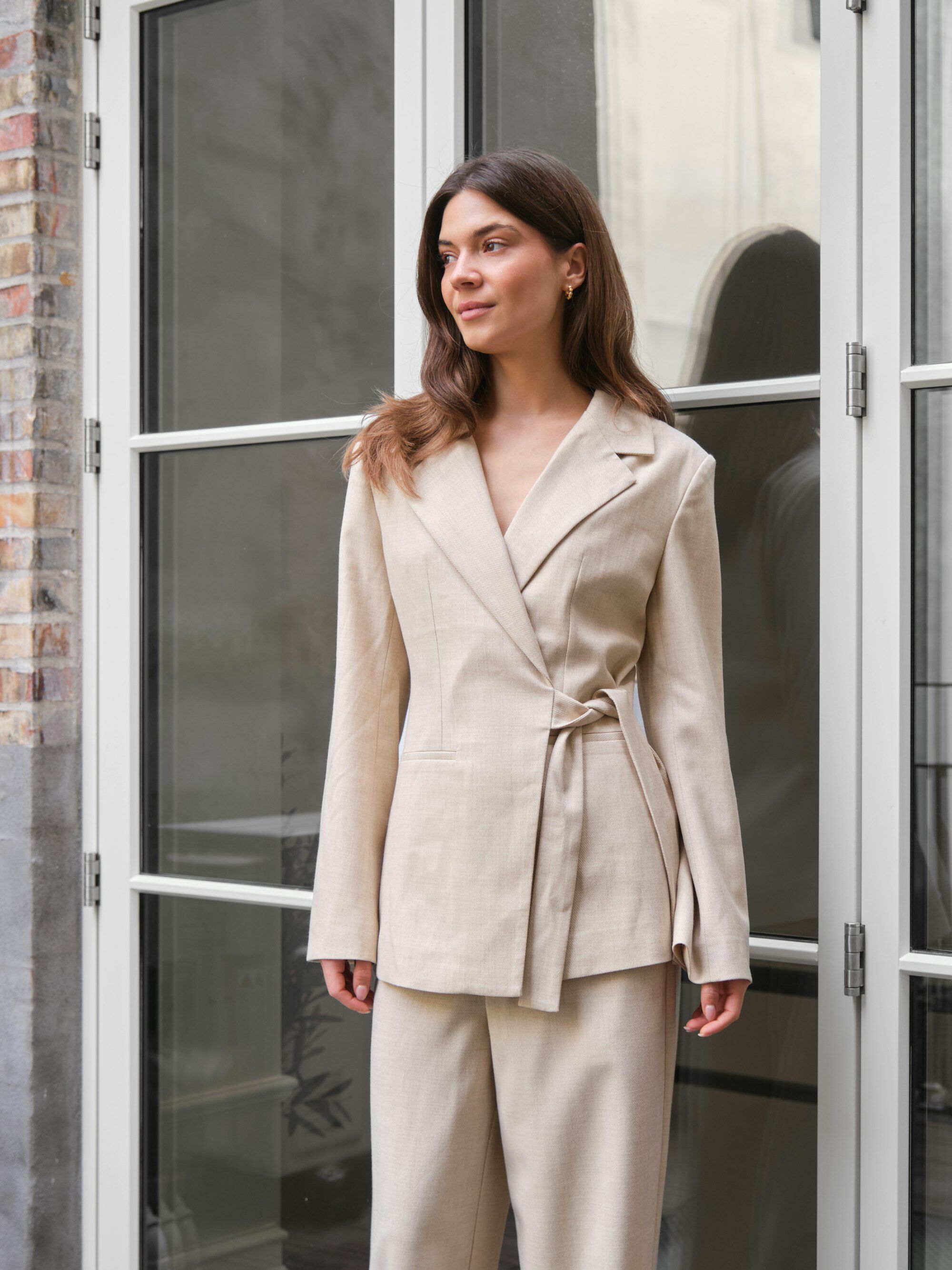 Carmia Melange Tie Blazer