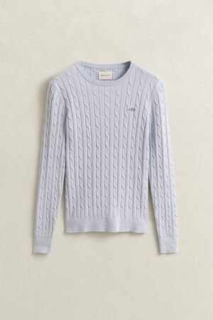 STRETCH COTTON CABLE C-NECK