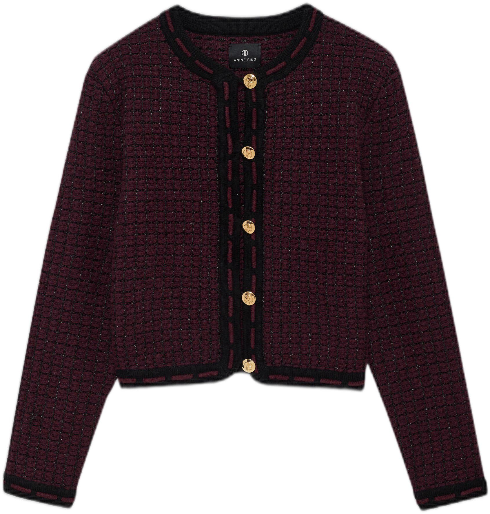 NORA TWEED CARDIGAN - BURGUNDY
