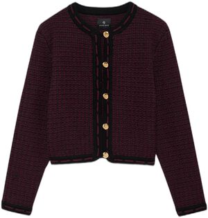 NORA TWEED CARDIGAN - BURGUNDY