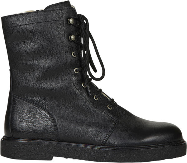 Snørestøvle med uldfoer, lynlås wid