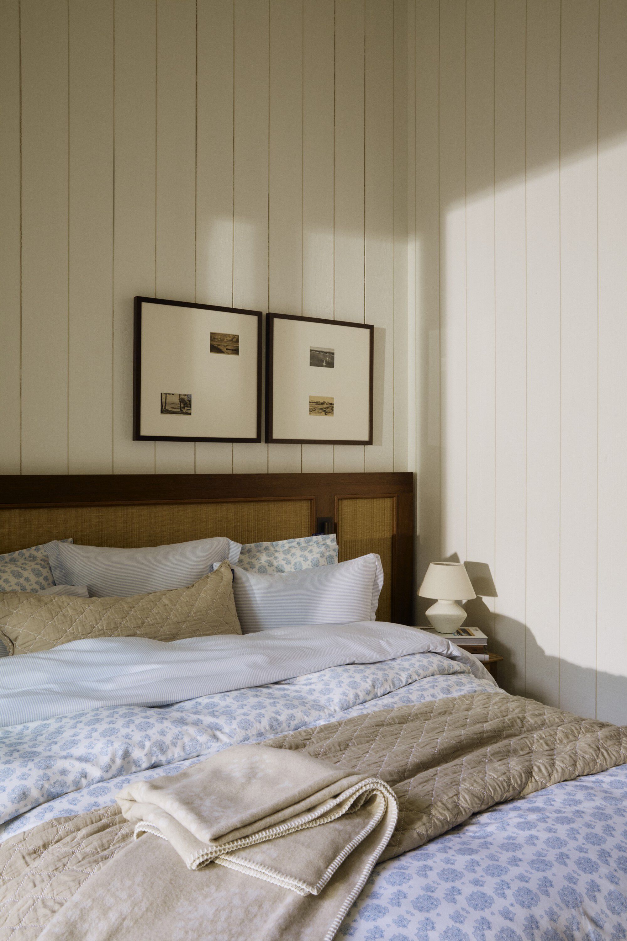 Blue/White Striped Cotton Sateen Bed Set