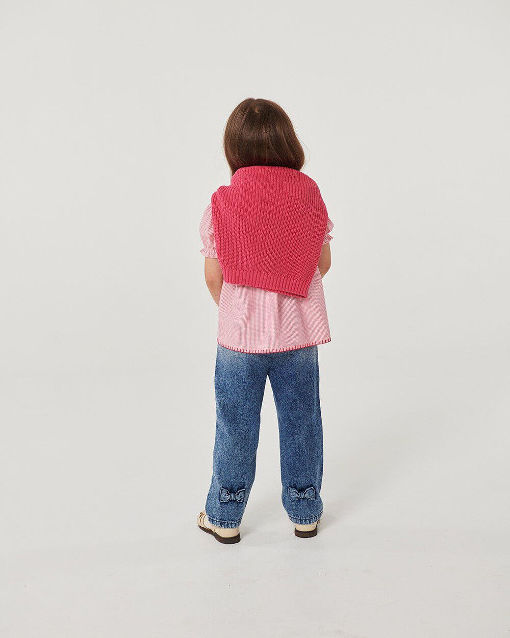 FRILL DENIM PANTS W. BOW