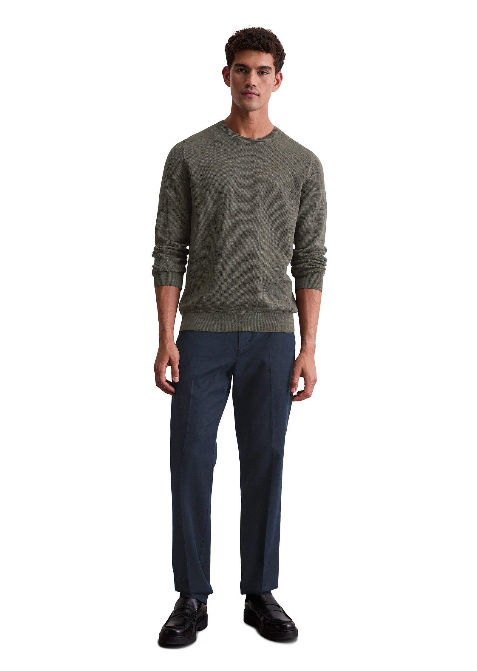 Crewneck, cotton slub, piqu&eacute; struct