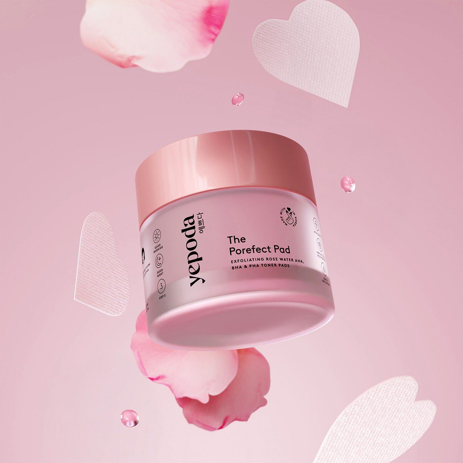 The Porefect Pad Eksfolierende, tonificerende pads med rosenvand