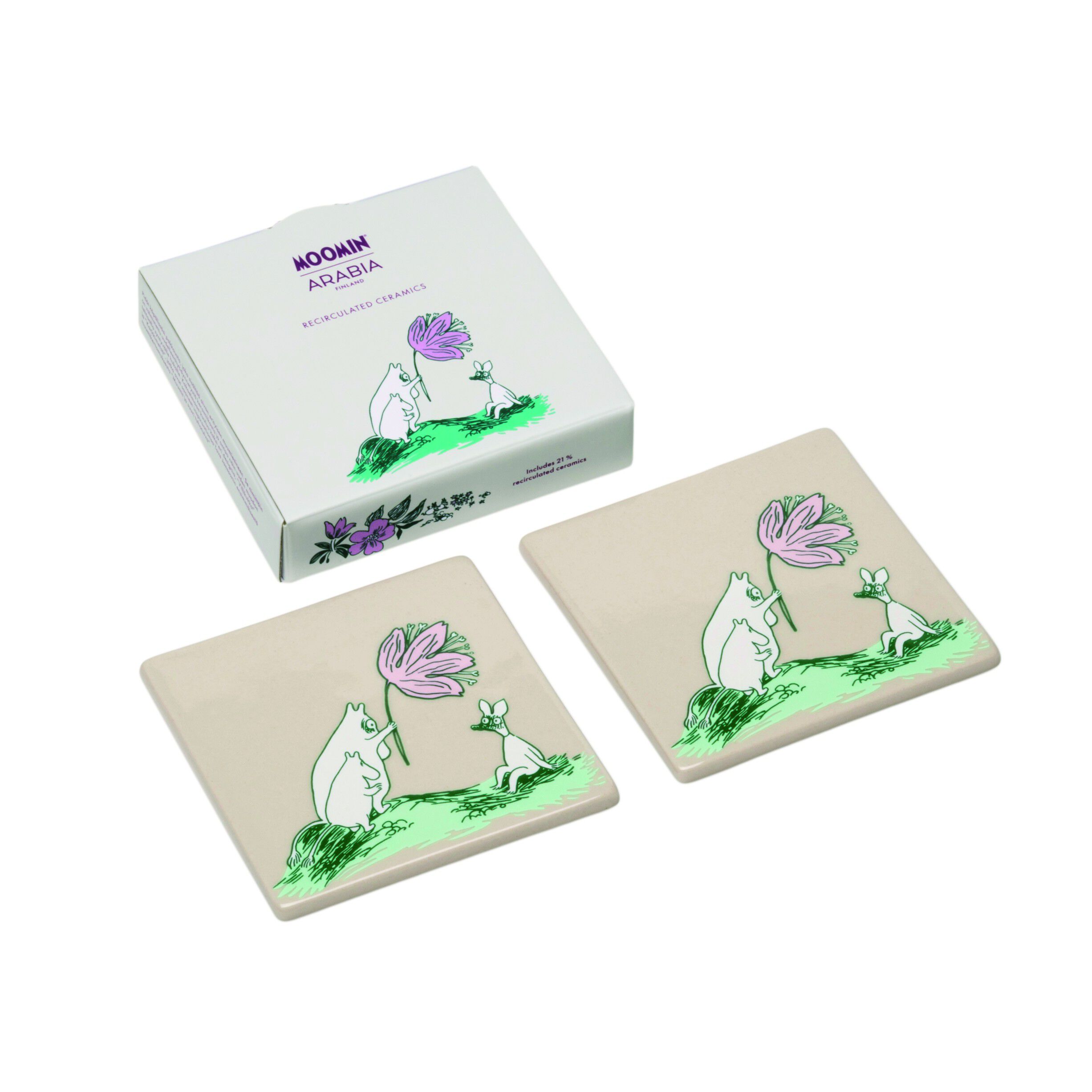 Moomin Arabia bordsk&aring;nere s&aelig;t 2stk Vildblomst Genanvendt Interi&oslash;r