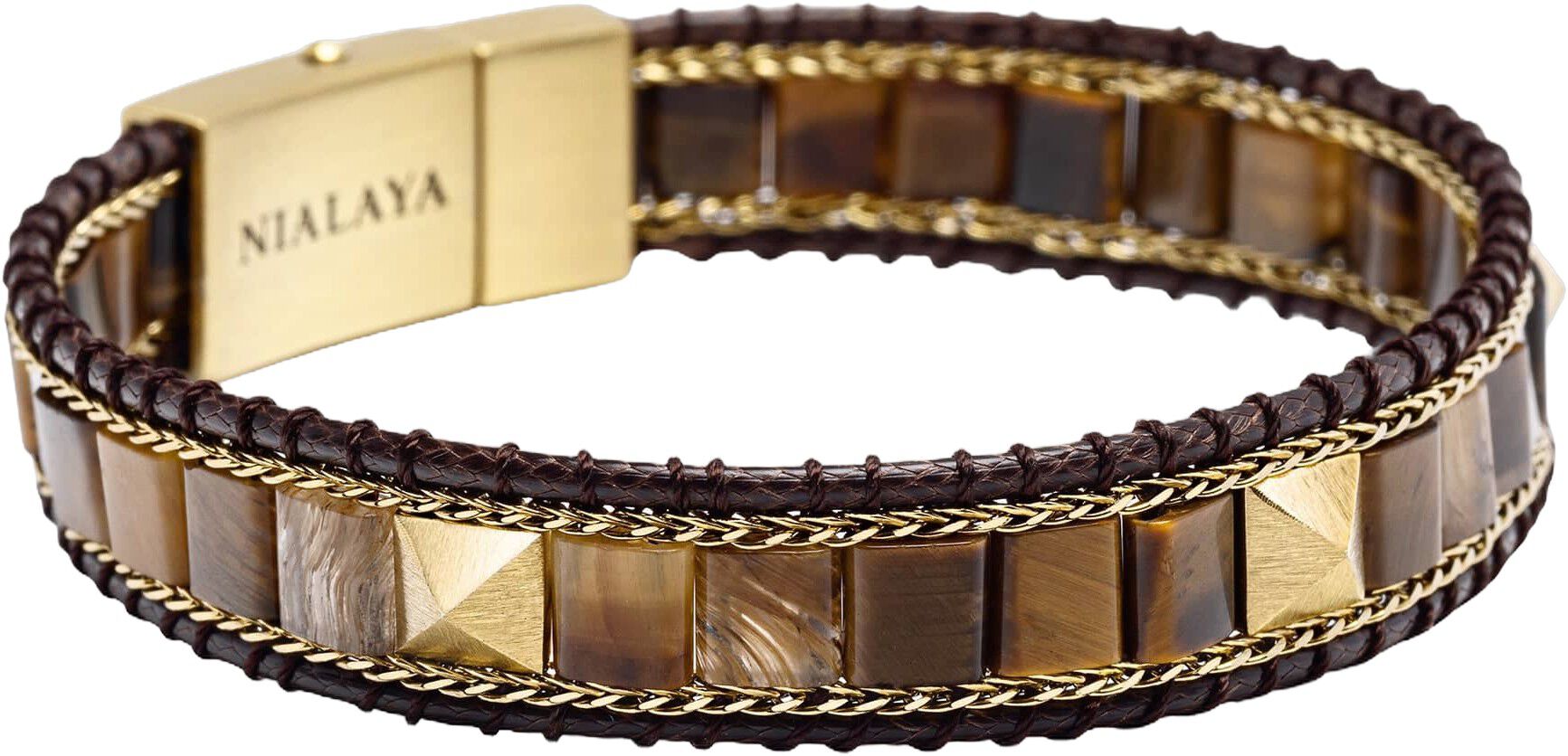 Brown Tiger Eye Stud Bracelet