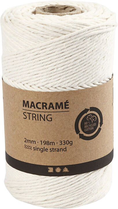 Macramé snor, L: 198 m, diam. 2 mm.