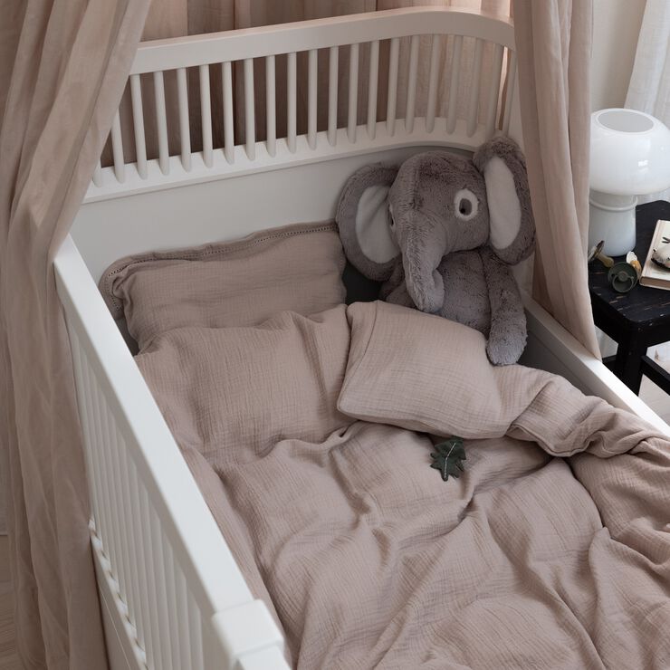 Sengetøj, junior, musselin, seabreeze beige