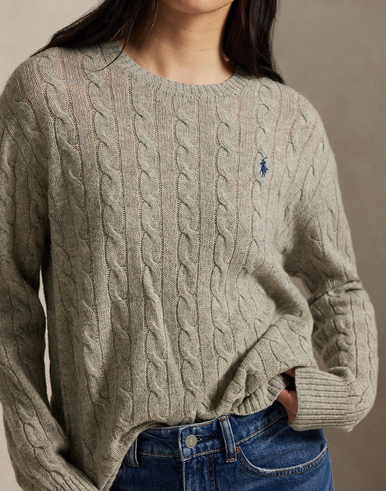 Cable Wool-Cashmere Crewneck Sweater