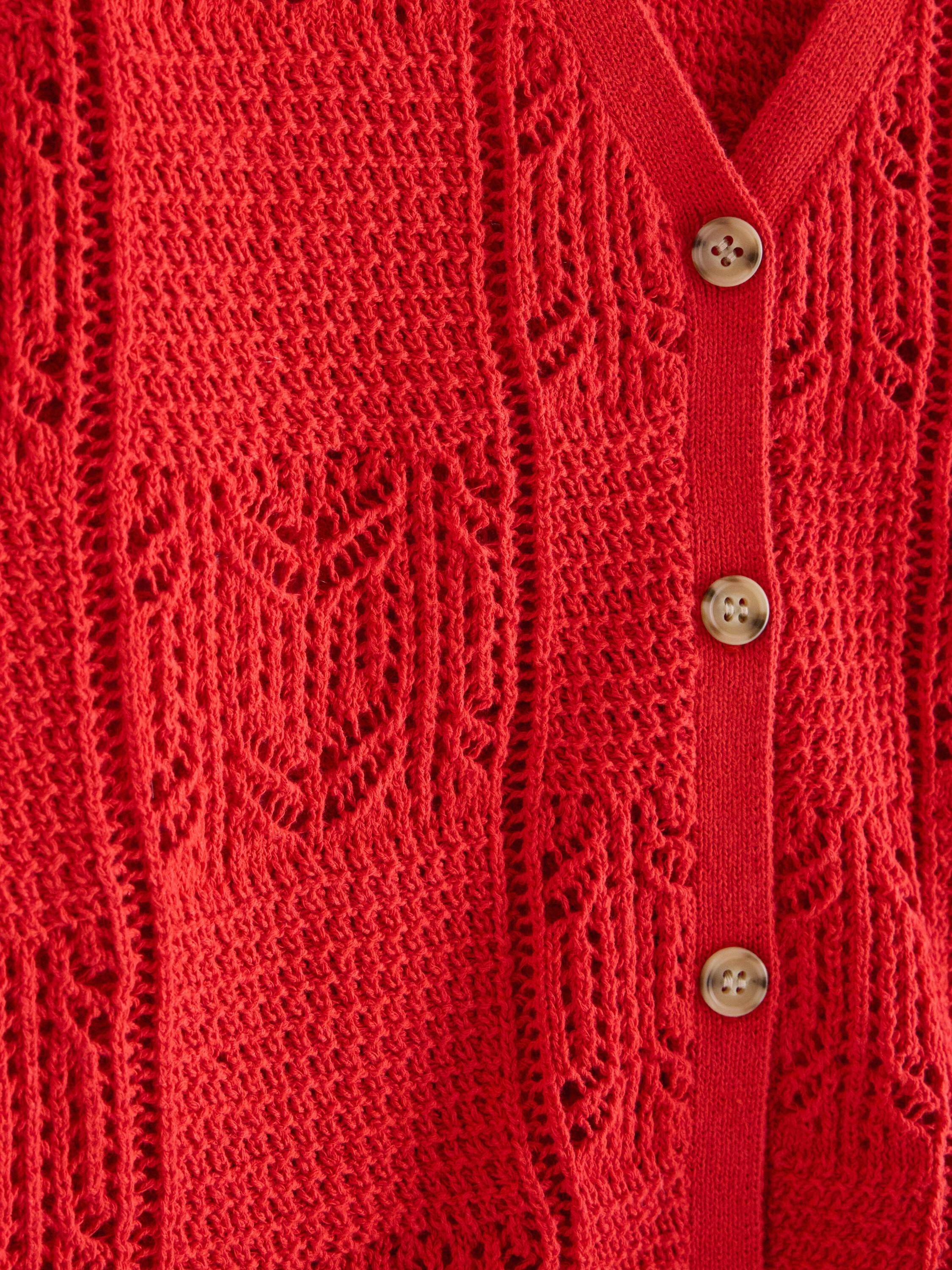 Pattern-knitted sleeveless cardigan