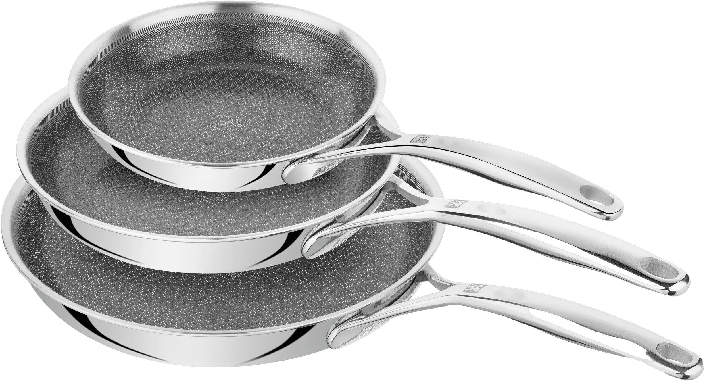 Stekepannesett 3 deler, 18/10 rustfritt st&aring;l