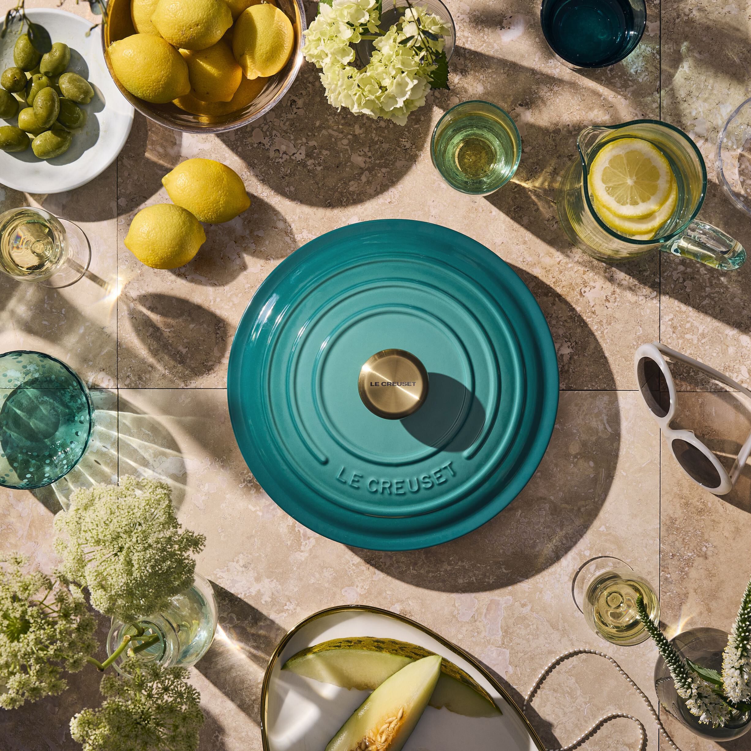 Le Creuset Signature st&oslash;bejern rund gryde 26cm Bleu Riviera
