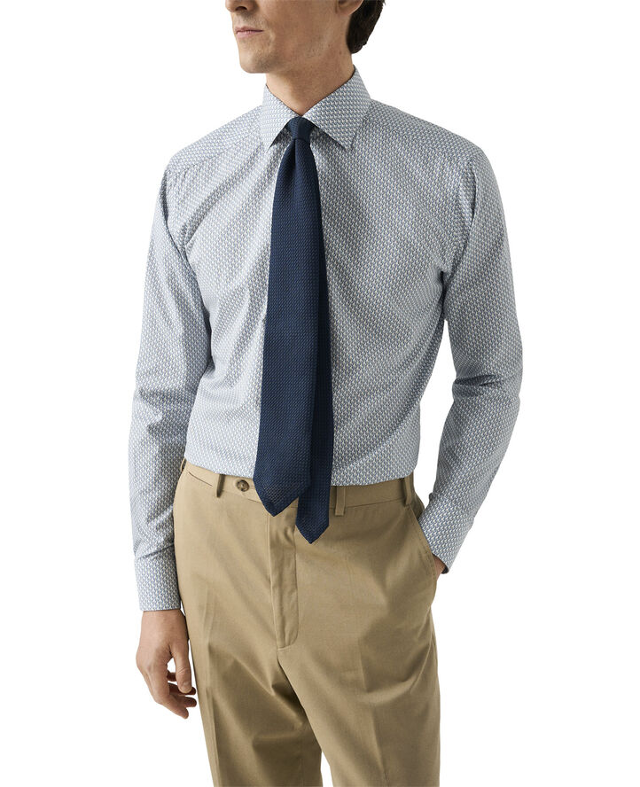 Contemporary Fit Light blue Parrot Print Signature Twill Shirt