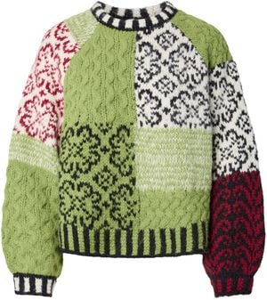 PCFUSION LS O-NECK COLORBLOCK KNIT