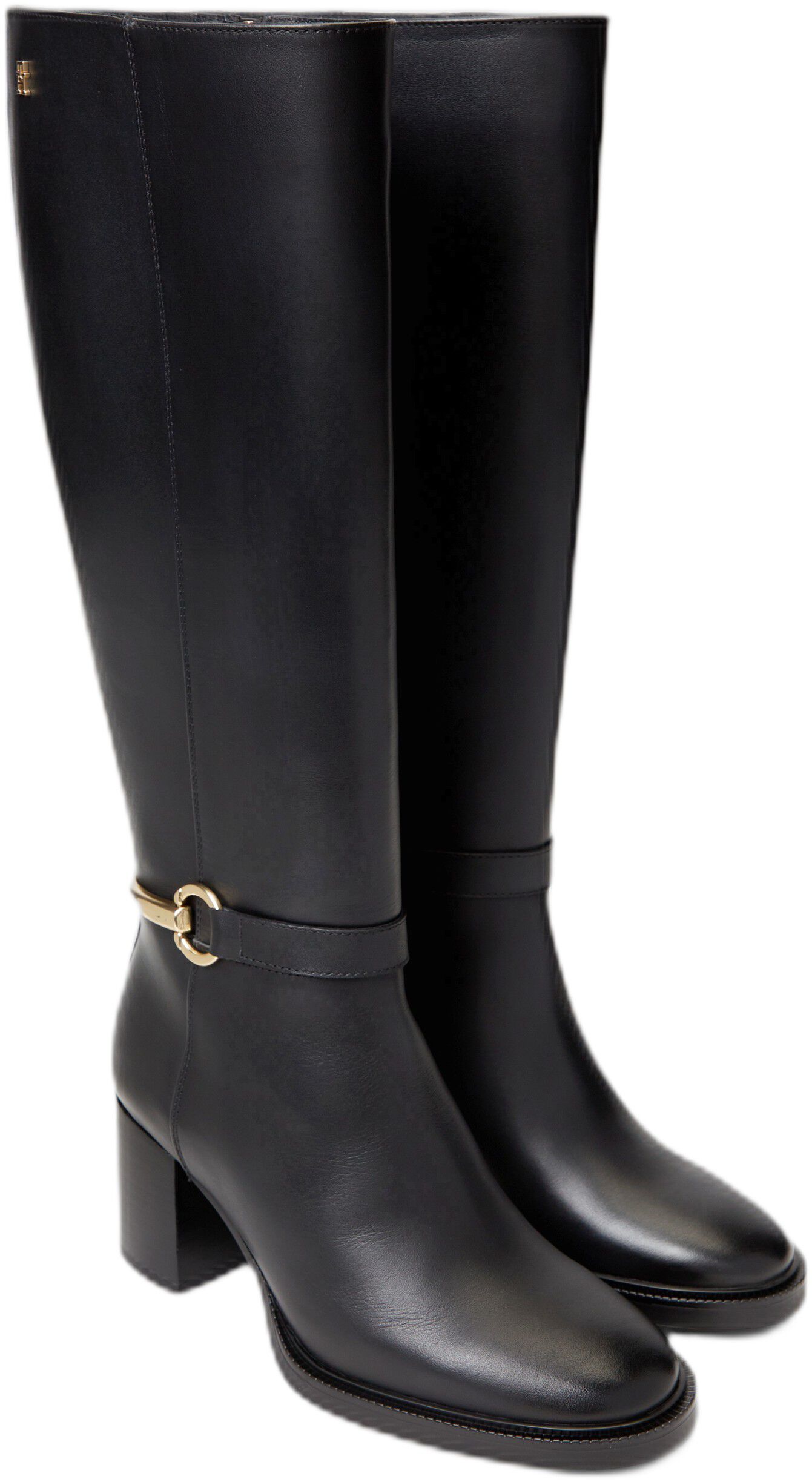 Leather Block Heel Riding Boots