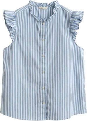 STRIPE CTN RUFFLE BLOUSE