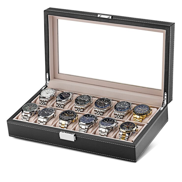 Watch Box 12 Watches Black Syntheti