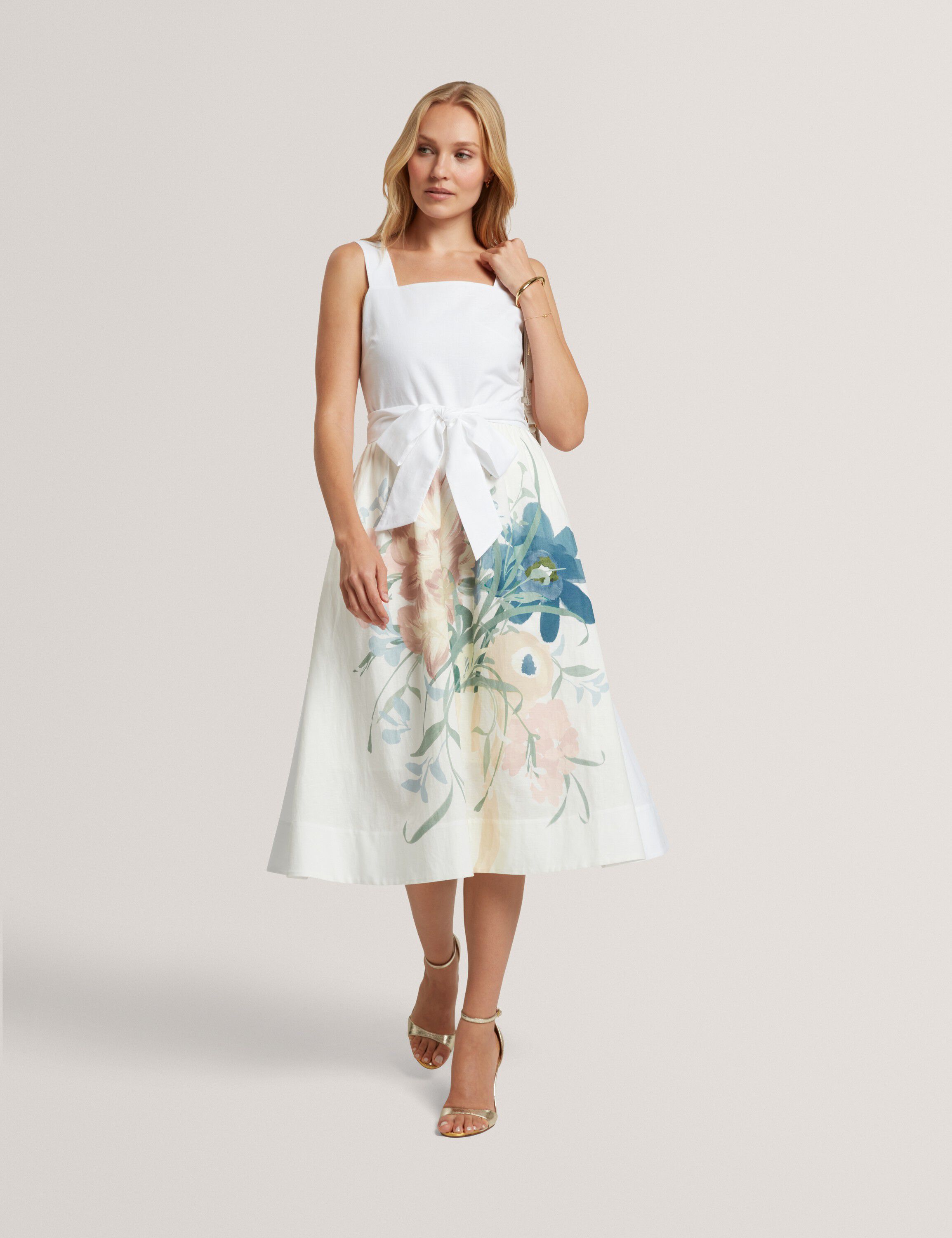 GEMHA Tie Waist Floral Midi Sundres