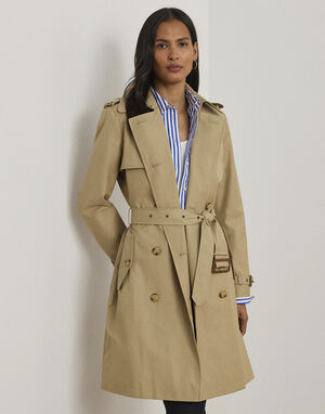 Double-Breasted Cotton-Blend Trench Coat