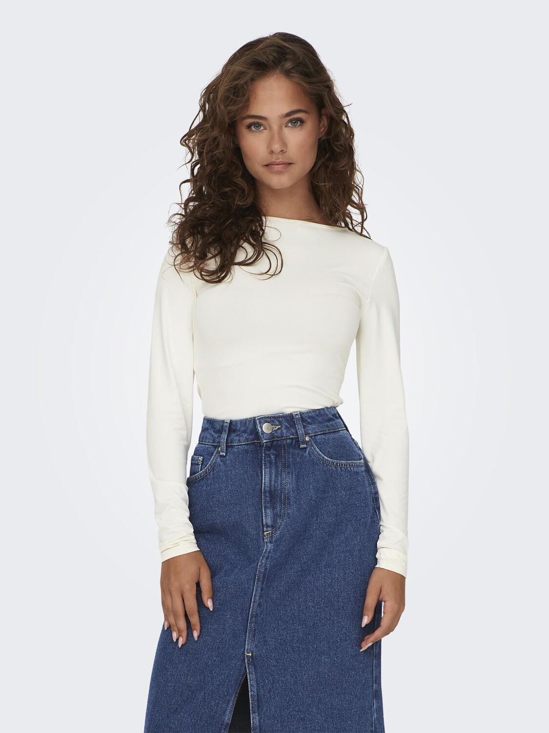 Onlea L/S 2-Way Deep Neck Top Jrs Noos