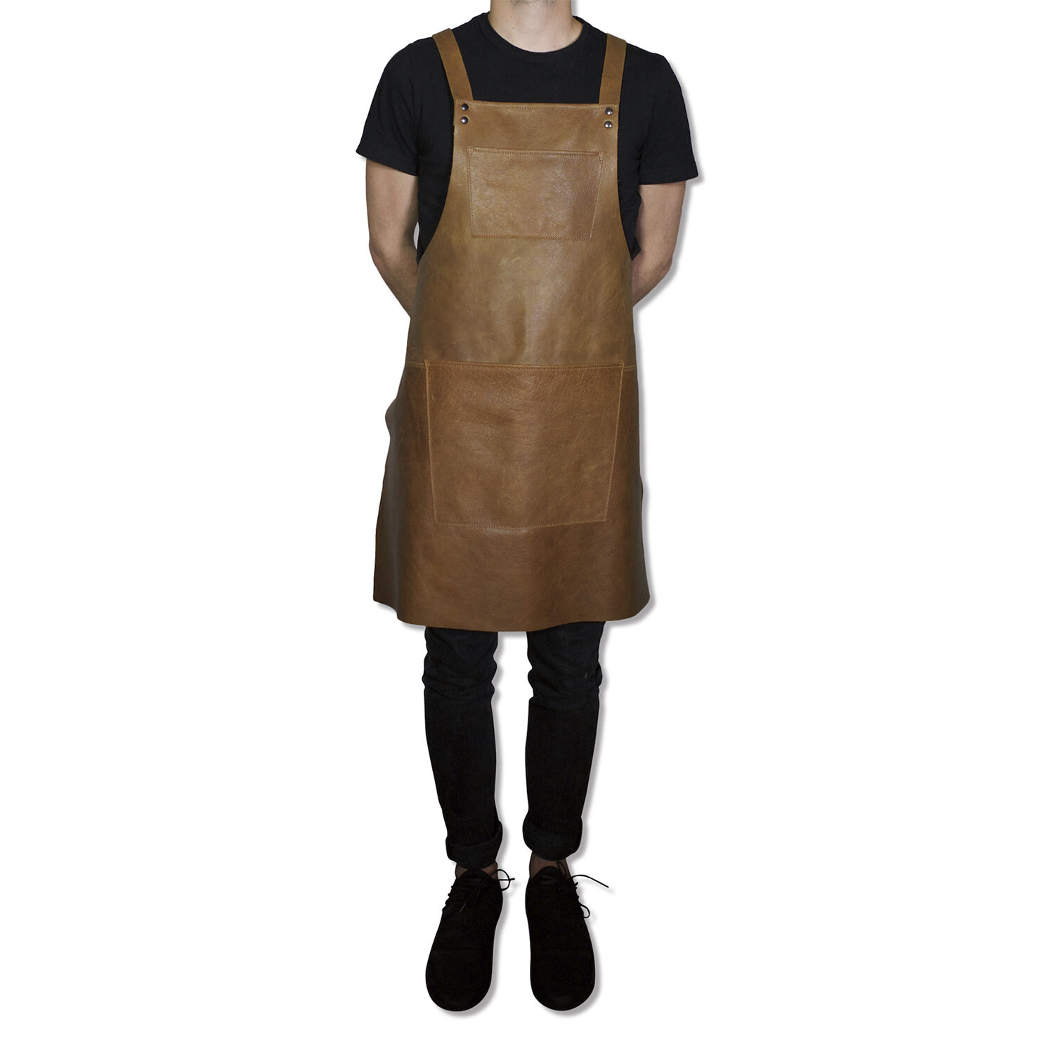 L&aelig;derforkl&aelig;de Suspender Serie Apron Vintage Camel
