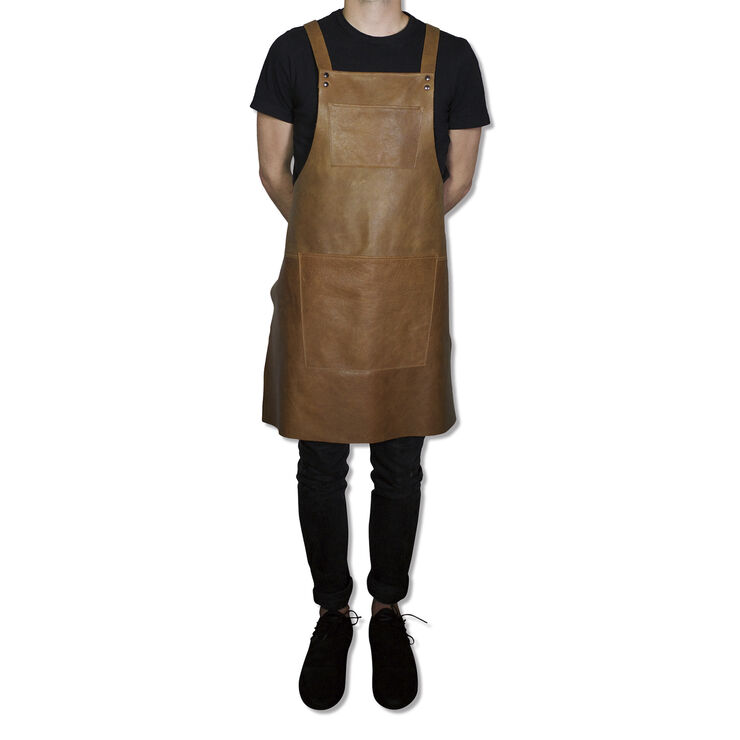 Læderforklæde Suspender Serie Apron Vintage Camel