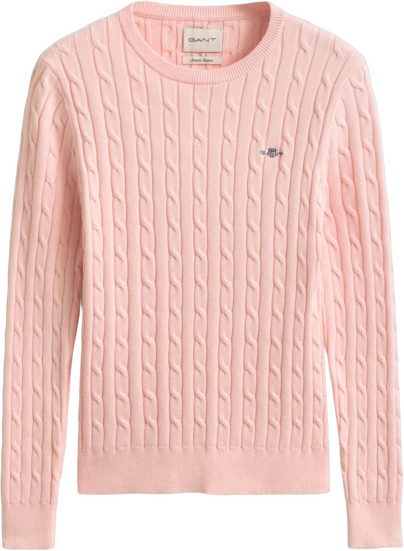 STRETCH COTTON CABLE C-NECK