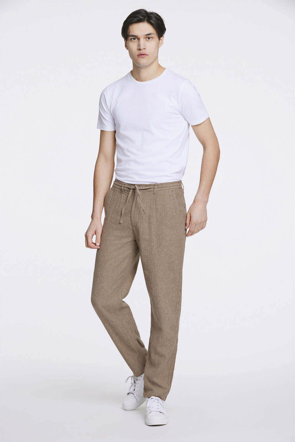 Linen blend herringbone pants