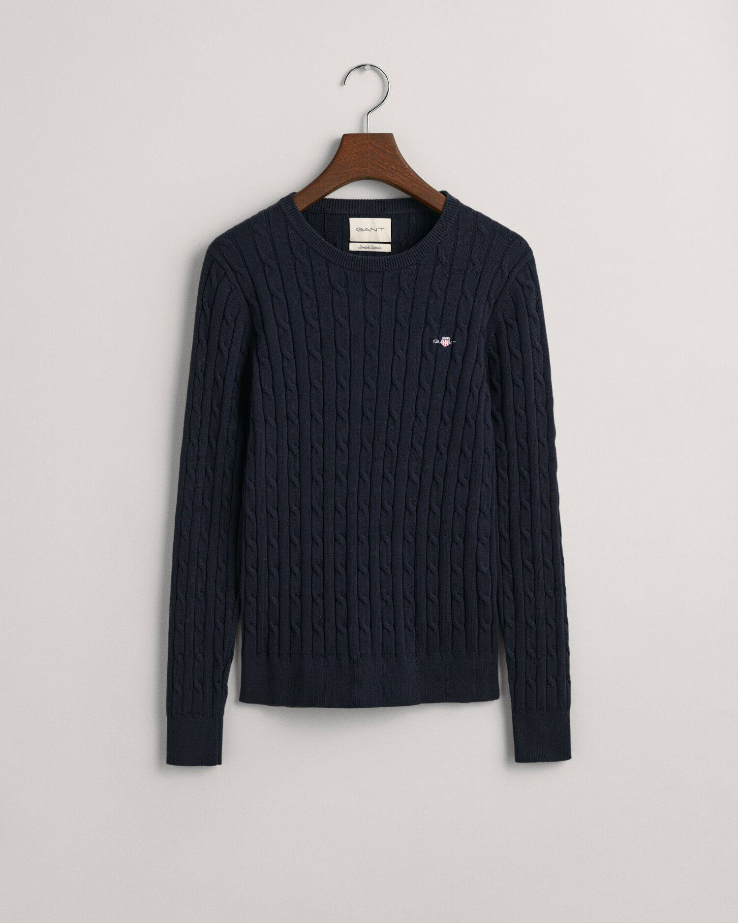 STRETCH COTTON CABLE C-NECK