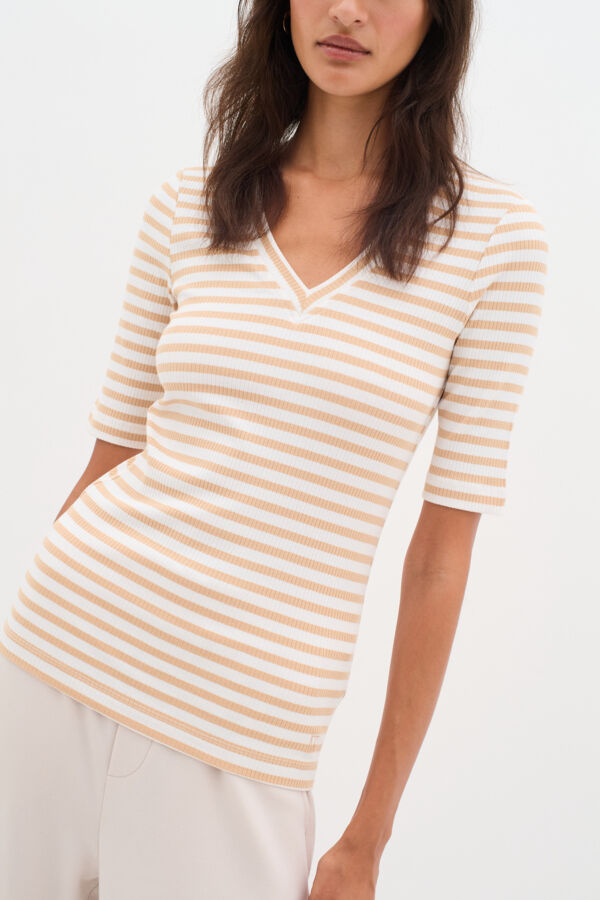 DagnaIW Striped V T-Shirt