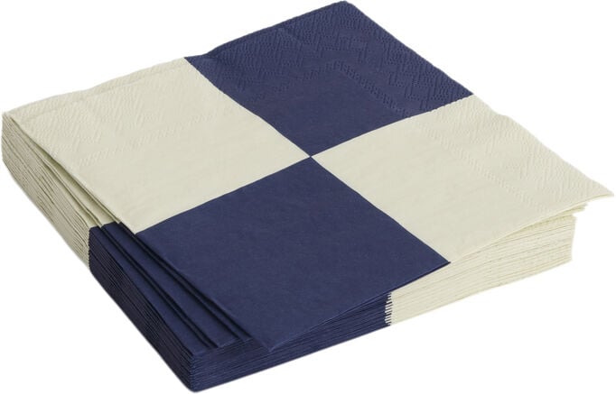 Pattern Napkins-Set of 20 Lunch-Off-white and dark blue L check
