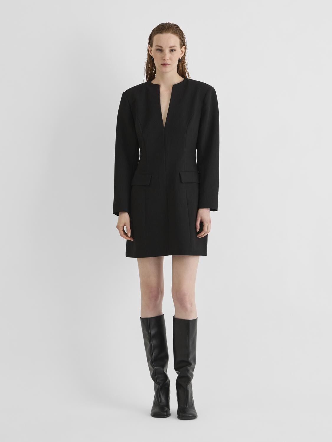Rourae L/S V-Neck Short Dress/Ev/Pf