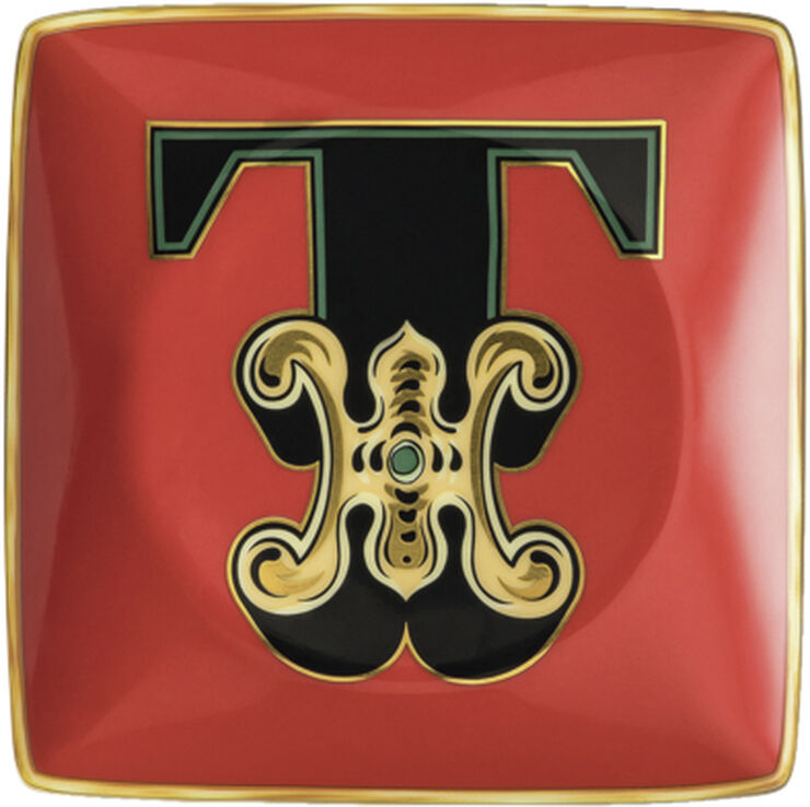 Bowl 12cm sq. flat, Holiday Alphabet T, Versace